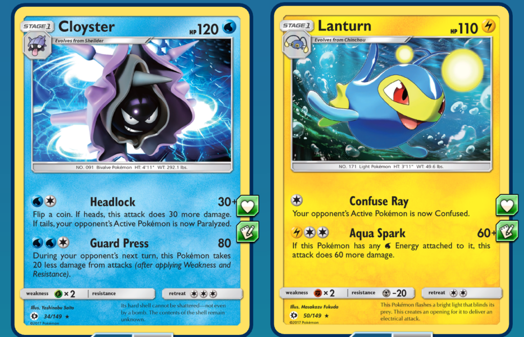 Cloyster provides you with offense as well as defense, and Lanturn will sweep the enemy bench.