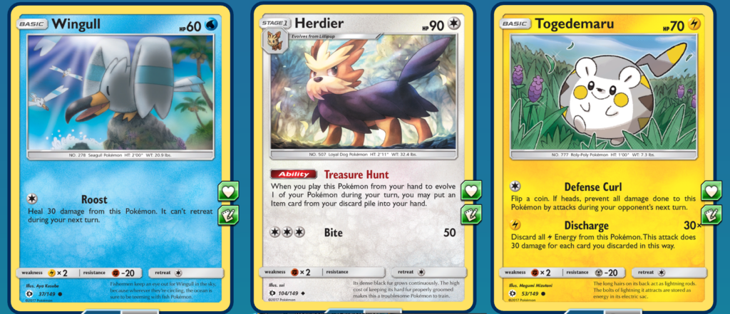 Wingull teaches patience, Herdier will set up combos, and Togedemaru teaches energy management.