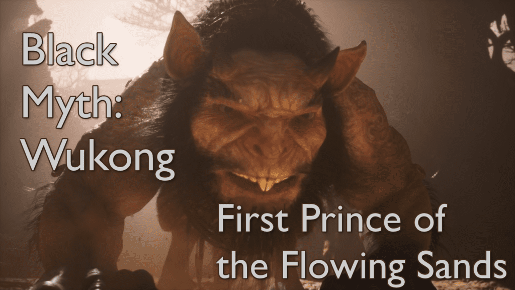 Close up image of the First Prince of the Flowing Sands in Black Myth: Wukong