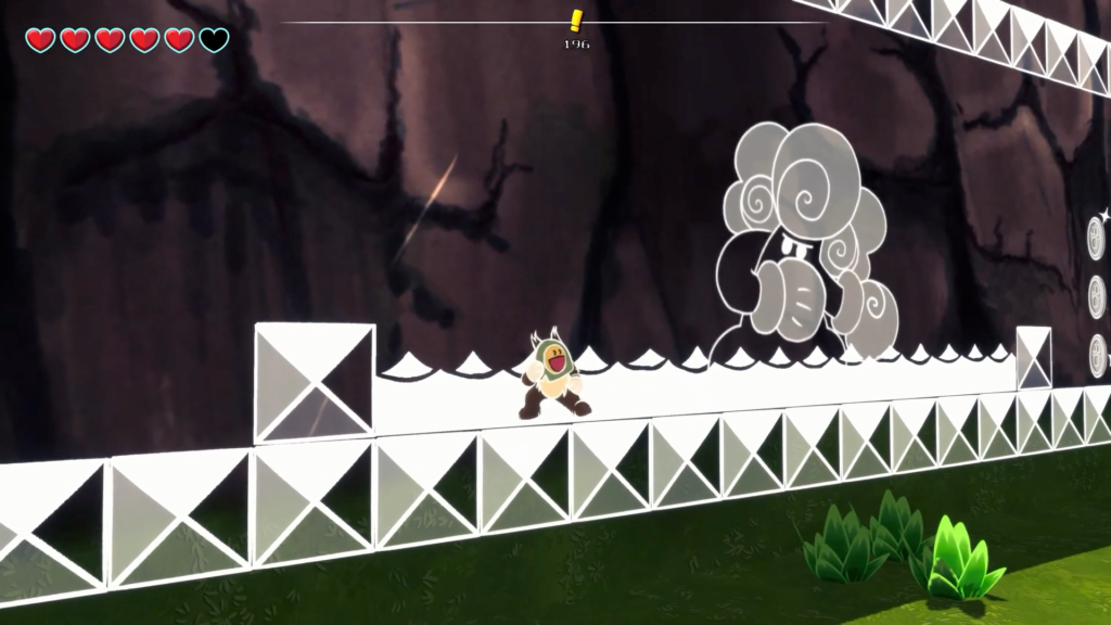 A 2D segment in Ruffy in the Riverside. You'll have to navigate a few of these throughout the game.