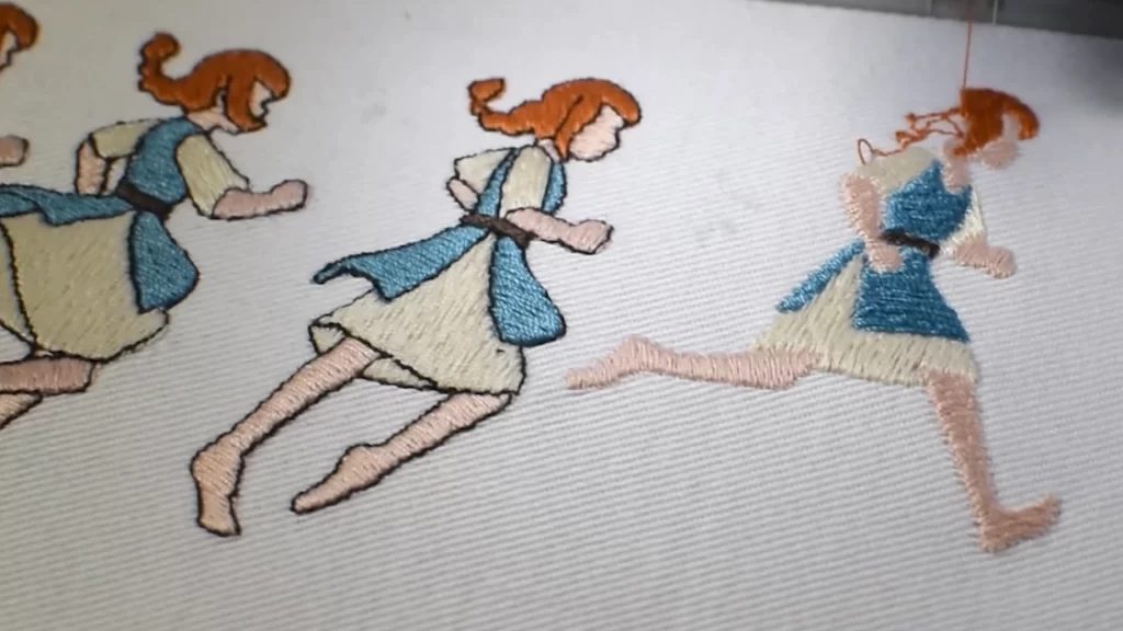 Each character frame is lovingly embroidered and then scanned to life in the game.