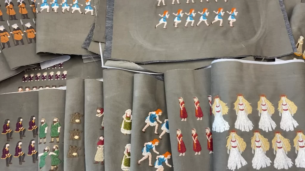 All of the animations and sprites in the game have been embroidered and scanned inn. This is a sample of the work that has been done so far. It's absolutely stunning.