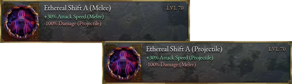 The Ethereal Shift traits completely changes your characters gameplay by offering significant buffs and penalties.